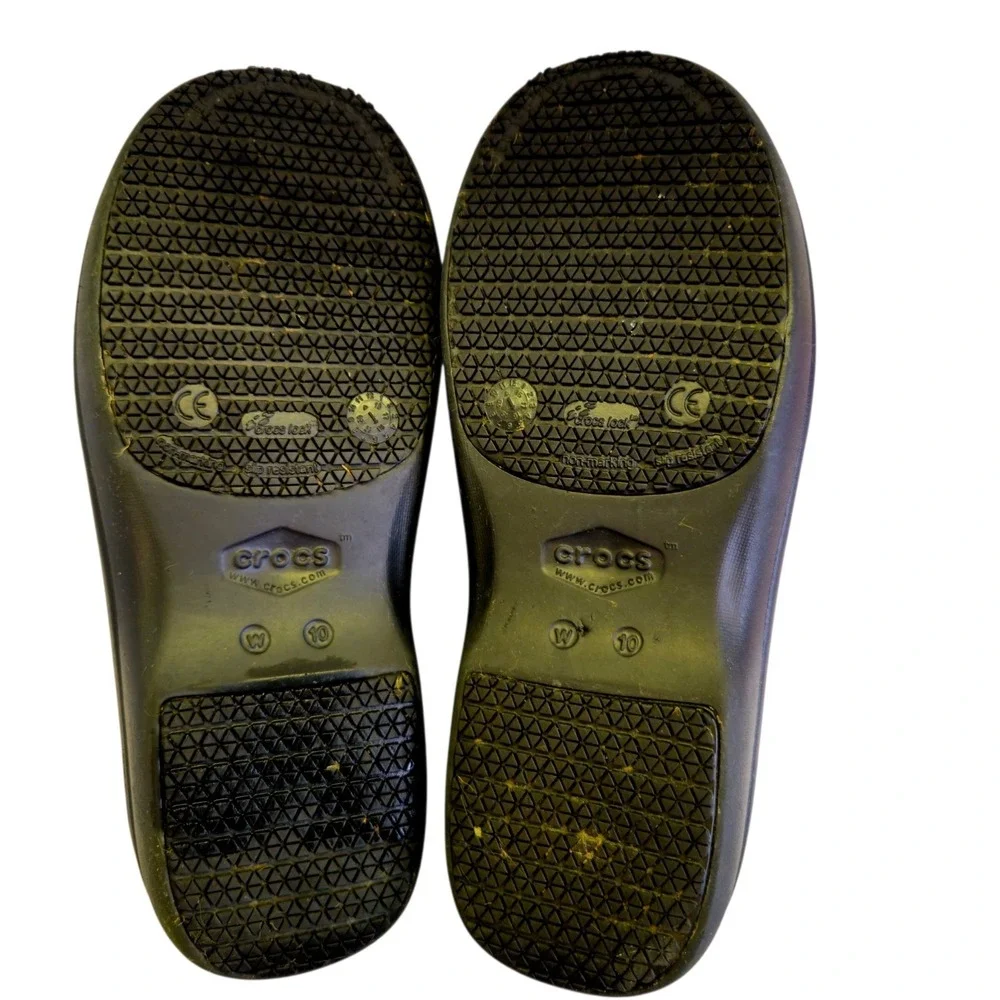 Crocs On The Clock Black Work Slip-Resistant Clogs Shoes Women 10 Men 8 EU 42
